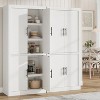 coucheta Kitchen Pantry Storage Cabinet with 4 Magnetic Doors & Adjustable Shelves, Freestanding Farmhouse Cupboard for Living Room, Dining Room - 3 of 4