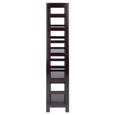 Espresso Medium Wood 4-Section Narrow Open Storage Shelf