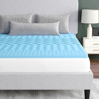 Full Size Blue Memory Foam Mattress Topper with Cooling Gel