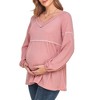 Maternity Sweater V Neck Long Sleeve Peplum Tops Fall Outfits for Maternity Cozy Waffle Knit Sweater Midweight Babydoll Smock Tops - 3 of 4