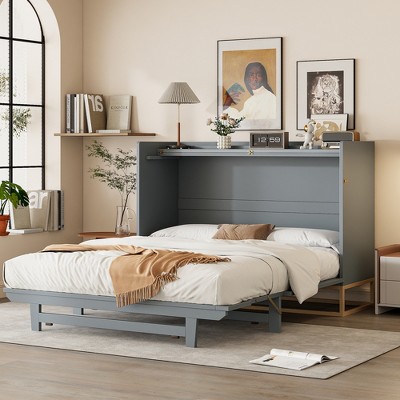 Modern Design Queen Size Murphy Bed with Iron Legs - ModernLuxe