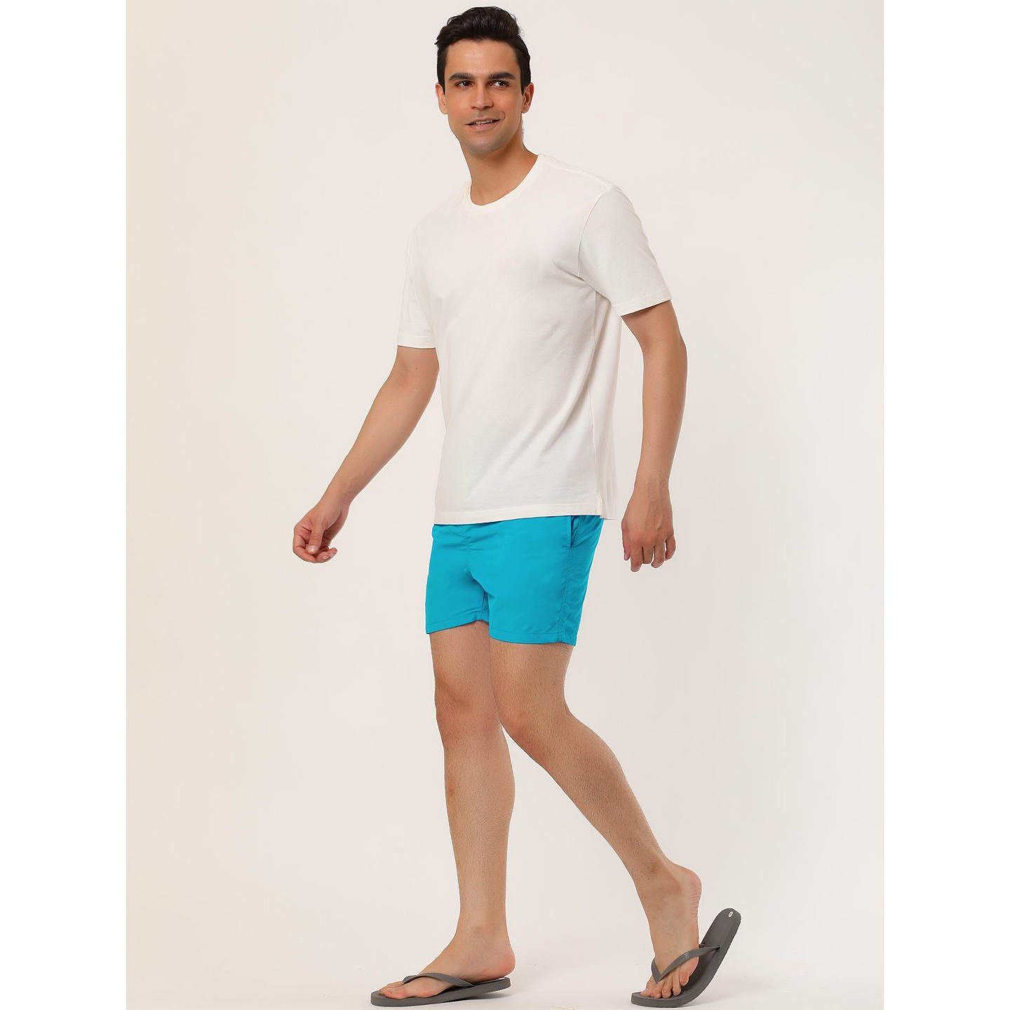 Мужские шорты Lars Amadeus Solid Color Lightweight Summer Surfing Beach Swim Shorts 2 Packs Gray 32, цвет: Синий — фото 4