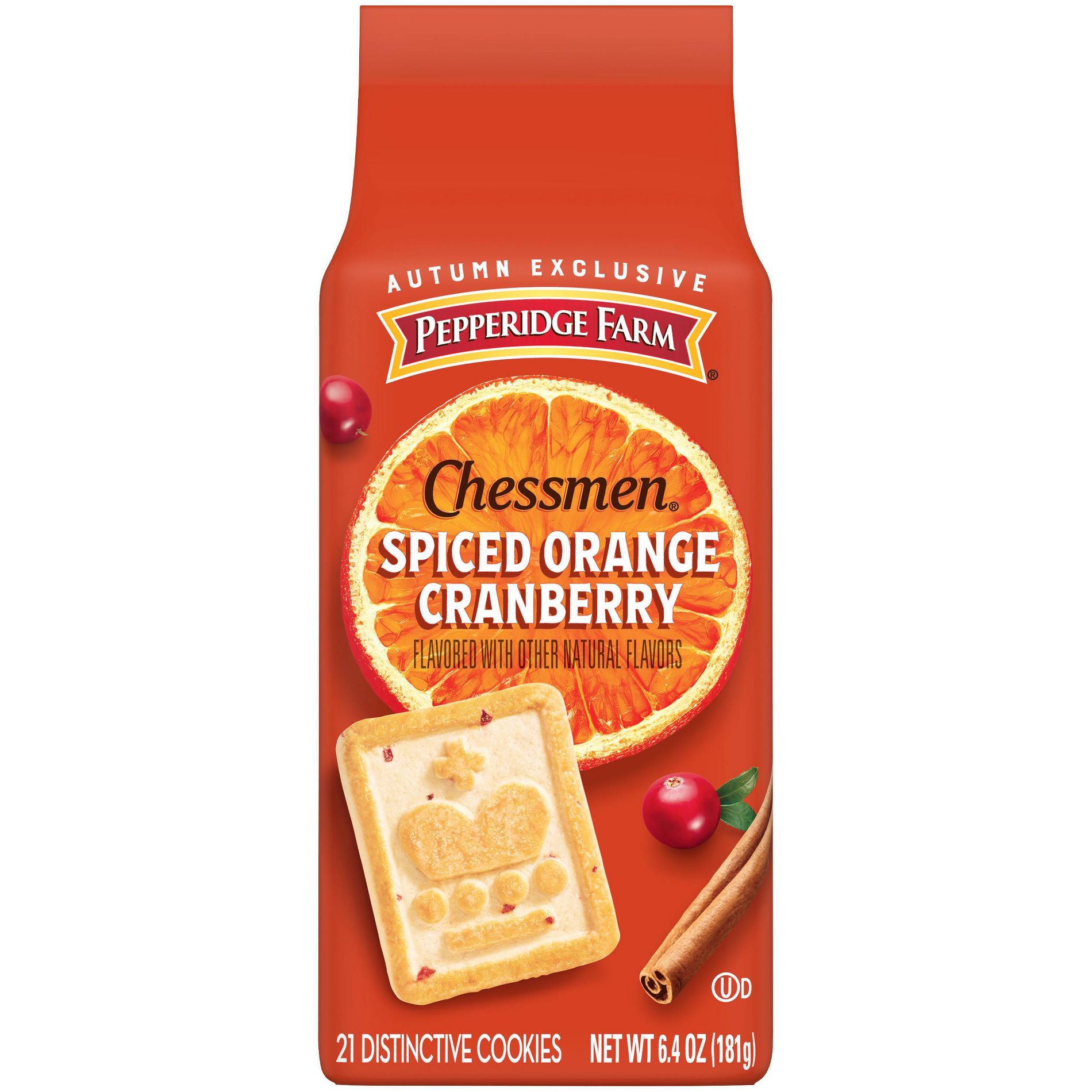 Pepperidge Farm Chessmen Fall Spiced OrangeCranberry Cookies Bag - 6.4oz