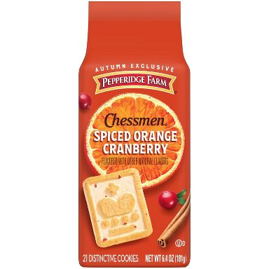 Pepperidge Farm Chessmen Fall Spiced OrangeCranberry Cookies Bag - 6.4oz