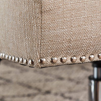 Stoneware Beige Twill Fabric Swivel Office Chair with Fixed Arms