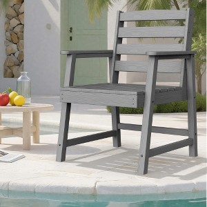 Lyngins Oversized All-Weather Outdoor Accent Chair – Imitation Wood Grain Design, Rainproof/Fade-Resistant, Single Patio Dining Chair/Outdoor Chair - 1 of 4