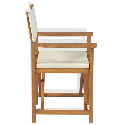 Teak Wood Folding Director's Chair with Cream Canvas