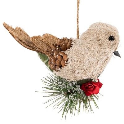 Northlight Front Facing Bird On Frosted Pine Needle Christmas Ornament ...