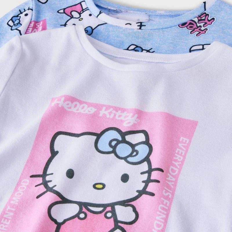Girls&#39; Hello Kitty 4pc Snug Fit Pajama Set - Pink/Light Blue, 3 of 5