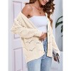 Whizmax Women's Crochet Cardigan Lightweight Long Sleeve Hollow Out Kint Outwear Sweater Light Apricot L - 3 of 4