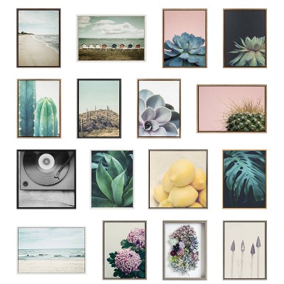Set of 3 Gold Framed Succulent Canvas Prints