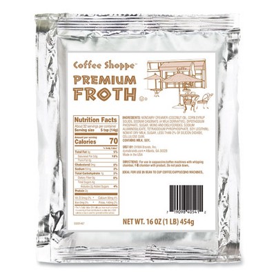 Coffee Shoppe Premium Froth Topping, 1 lb Bag, 12/Carton