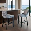 Counter Height Bar Stools Set of 2, 27" Velvet Bar Stools with Button Back and Nailhead Trim, Upholstered Bar Stool with Wooden Legs - Leovsnove - 2 of 4