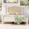 NicBex Full/Queen Size Vintage Platform Bed Frame with Natural Rattan Headboard and Footboard,No Box Spring Needed,Solid Pine Wood,White - 3 of 4