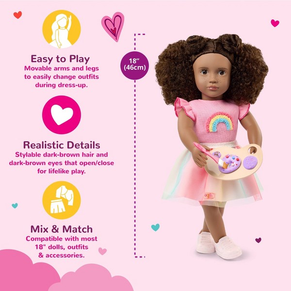 Muñeca Our Generation Kayla de 18" con slime real y accesorios escolares de manualidades - Cabello castaño oscuro/ojos castaño oscuro 3
