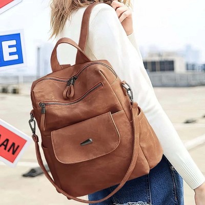 DOMETOUR PU Leather Backpack For Women Convertible Ladies Fashion Casual Large School Shoulder Bags