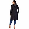 24seven Comfort Apparel Plus Size Knee Length Long Sleeve Hooded Womens Cardigan Shrug - 3 of 4