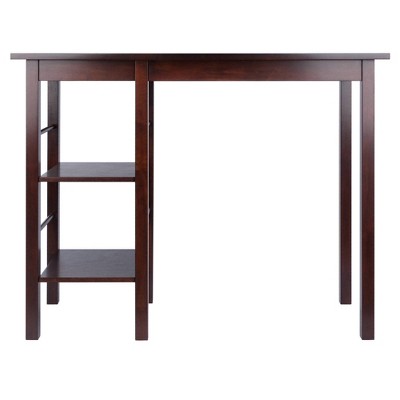 Walnut Wood Counter Height Kitchen Island with Shelves