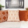 TopComfy Support Pillow Geometric Embroidered Cotton Throw Pillow for Modern Accent Decor, Orange, 17"*17"*10" - 3 of 4