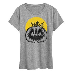 Women's - Instant Message - Scary Vintage Pumpkin Short Sleeve Graphic T-Shirt - 1 of 4