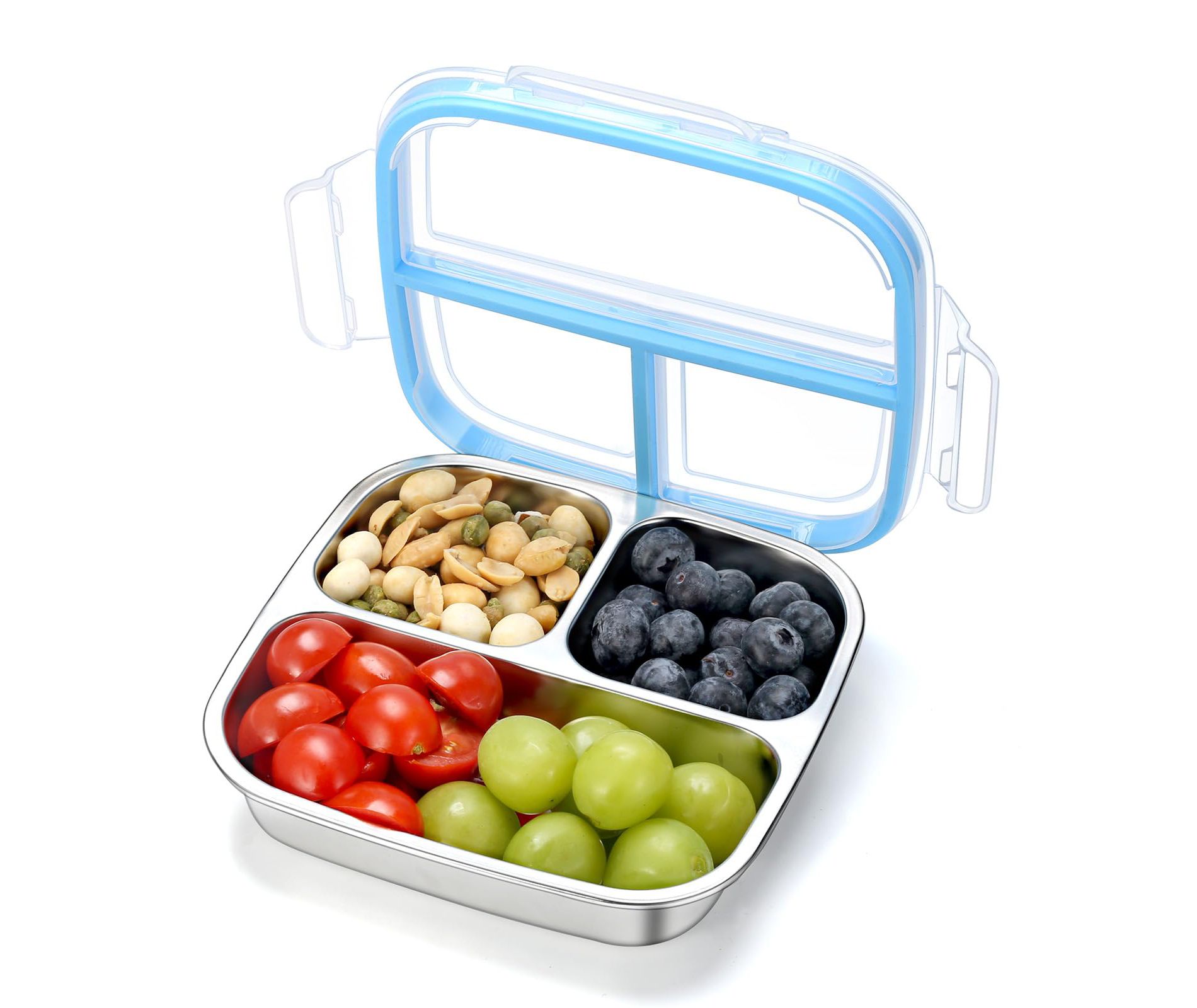 Narwey Stainless Steel Snack Containers, 3 Compartments Reusable on and go Bento Box