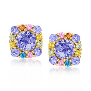 Ross-Simons 1.30 ct. t.w. Tanzanite and .40 ct. t.w. Multicolored Sapphire Earrings in 18kt Gold Over Sterling - 1 of 3