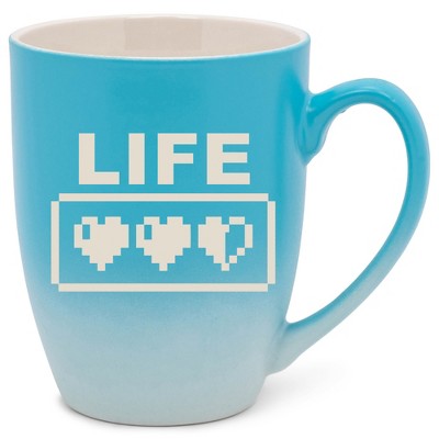 100 North Gaming 10 Ounce Blue and White Two Toned Ombre, Comfortably Fits Your Hands, Ceramic Tea Coffee Cup Mug, Life