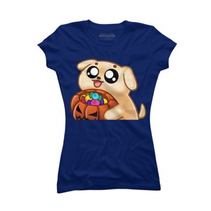Junior's Design By Humans Halloween Candy Pup By Puppers T-Shirt - 1 of 3