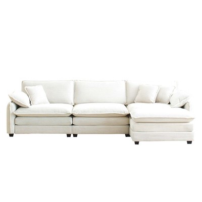 NicBex L-Shaped Corduroy Sectional Sofa,3-seater Couch with Ottoman for Living Room,Apartment,Office