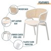 LeisureMod Ervilla Wicker Back Dining Chair with Leather Seat & White Steel Frame, Set Of 2 - 4 of 4