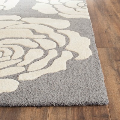 Hand-Tufted Cambridge Dark Grey & Ivory Wool Round Rug - 2' x 3'