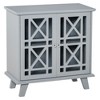 HOMCOM Wood Accent Sideboard Buffet Serveing Storage Cabinet with Fretwork Doors and Elevated Base, Gray - 4 of 4
