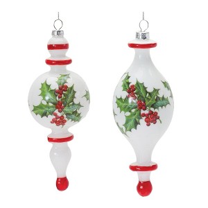 Melrose Holly Finial Drop Ornament (Set of 6) - 1 of 3