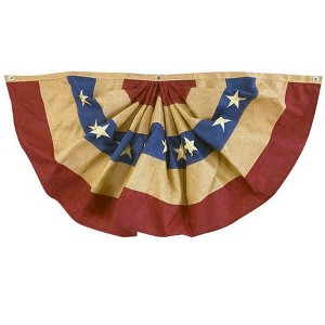 Briarwood Lane Burlap Patriotic Embroidered Bunting USA 72" x 36" Pleated Banner with Brass Grommets - 1 of 4
