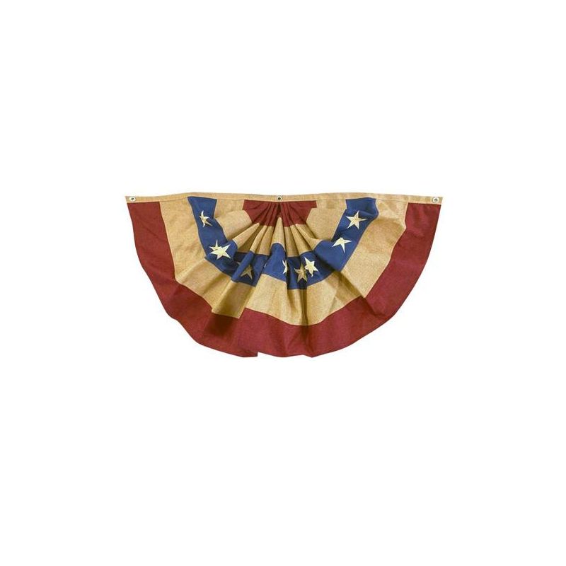 Briarwood Lane Burlap Patriotic Embroidered Bunting USA 72" x 36" Pleated Banner with Brass Grommets, 2 of 5