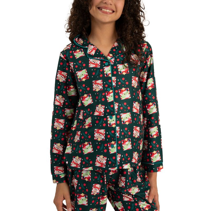 Youth Girls Squishmallows Holiday 2-Piece Sleepwear Set with Shirt and Sleep Pants, 4 of 6