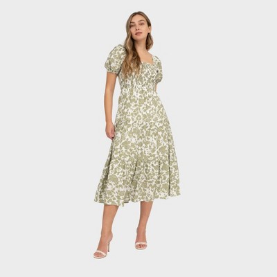 August Sky Women's Smocked Floral Midi Dress