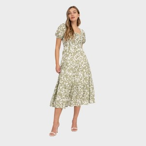 August Sky Women's Smocked Floral Midi Dress - 1 of 4