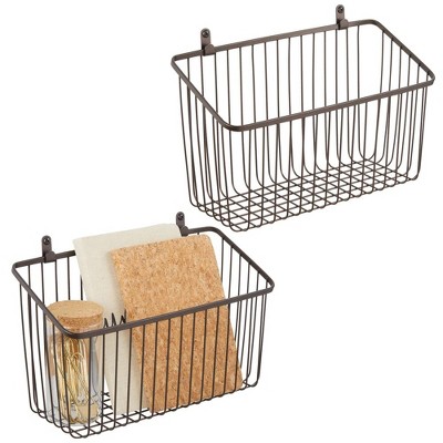 Farmlyn Creek 3 Pieces Black Wall Mounted Wire Baskets, Hanging Organizers for Kitchen Storage, Assorted Sizes