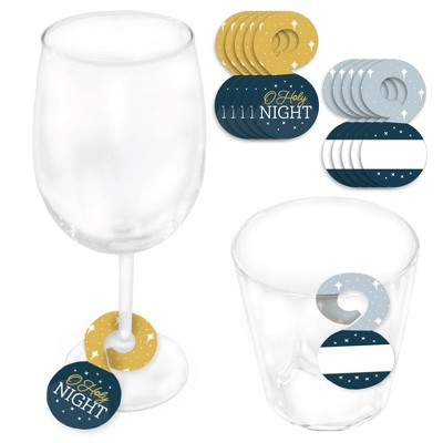 Big Dot of Happiness Holy Nativity - Manger Scene Religious Christmas Paper Beverage Markers for Glasses - Drink Tags - Set of 24