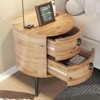 Round End Table with Drawer, Modern Nightstand with Storage Shelf, Wooden Accent Side Table with Metal Legs for Living Room or Bedroom - 4 of 4