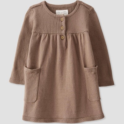 Little Planet by Carter’s Organic Baby Girls' Knit Dress - Brown 3M