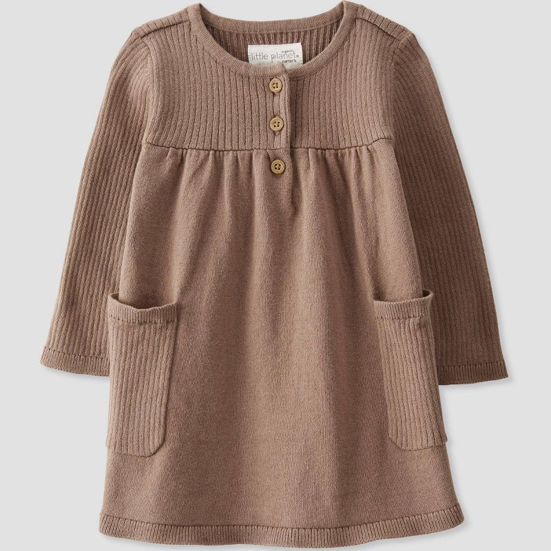 Little Planet by Carter’s Baby Girls' Knit Dress - Brown, 1 of 5