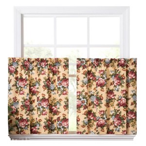 Ellis Bella Rose Unique Medium Scale Printed Floral Pattern 1.5" Rod Pocket Tier - 1 of 4