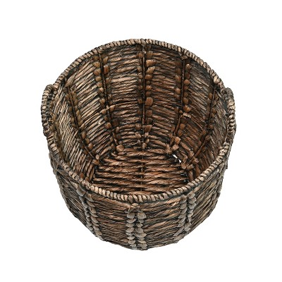 Laurel 19.49" Brown Handwoven Abaca Storage Basket with Handles
