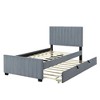 Okak Twin Elegant Platform Bed Frame with Velvet Upholstered and Twin Size Trundle No Springs Required Easy to Assemble, Gray - 4 of 4