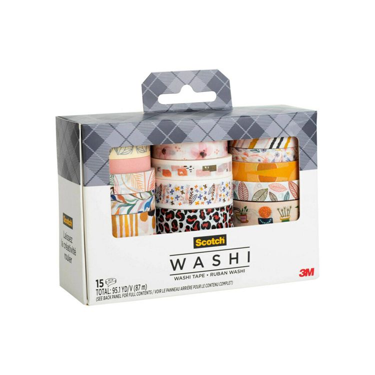 Scotch 15pk Expressions Washi Tape: Multicolor Decorative & Cute Tape Set for Art & Stationery, 5 of 6