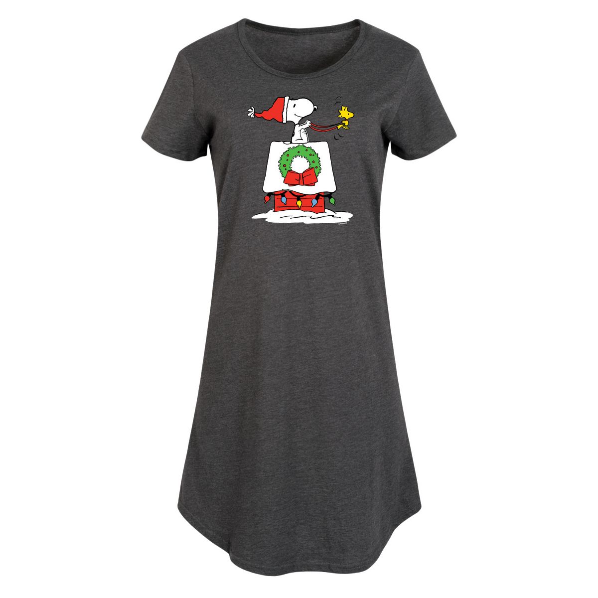 Women's - Peanuts - Snoopy and Woodstock House Sleigh Graphic T-shirt Dress