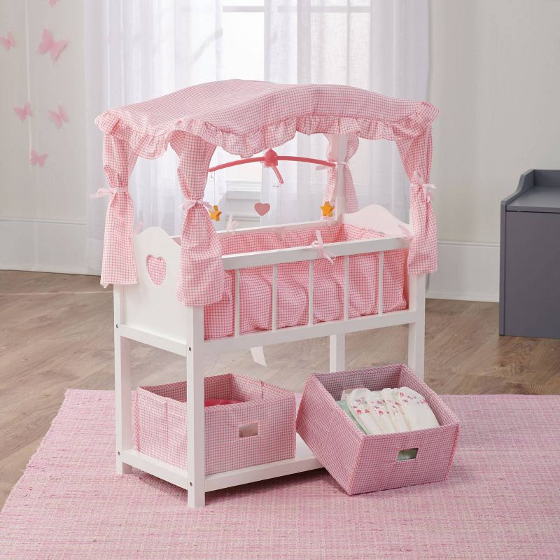 Badger Basket Doll Canopy Crib with Mobile & Storage Bins, 5 of 12