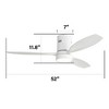 TOBILI 52 Inch Indoor Outdoor Ceiling Fan Solid Wood Fan Blade Noiseless With Light - 4 of 4